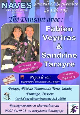 Affiche Thé dansant Fabien Veyriras et Sandrine Tarayre le 21 septembre 2024